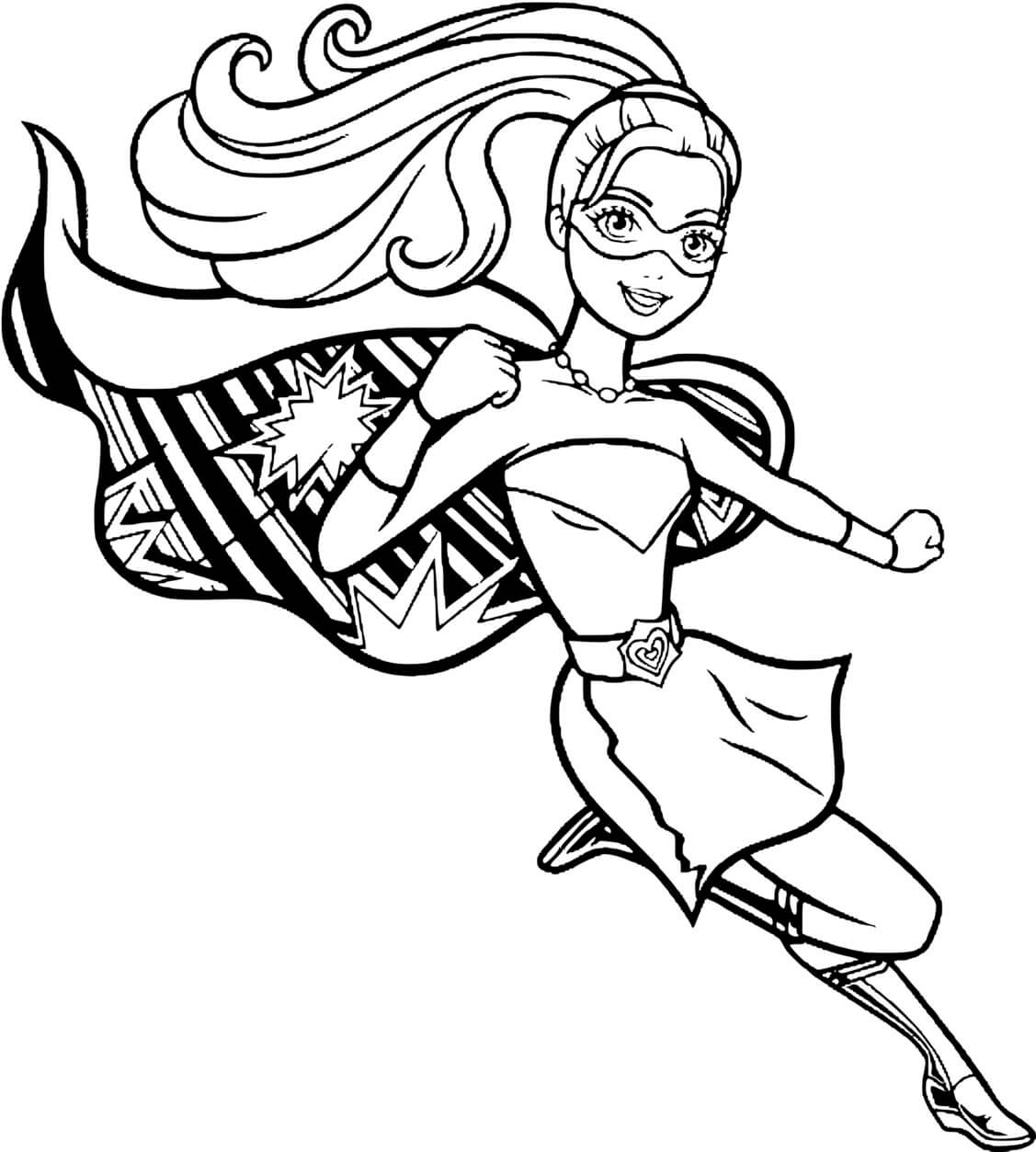 Coloriage Barbie Super Héroïne Princesse - Super héroïne à imprimer