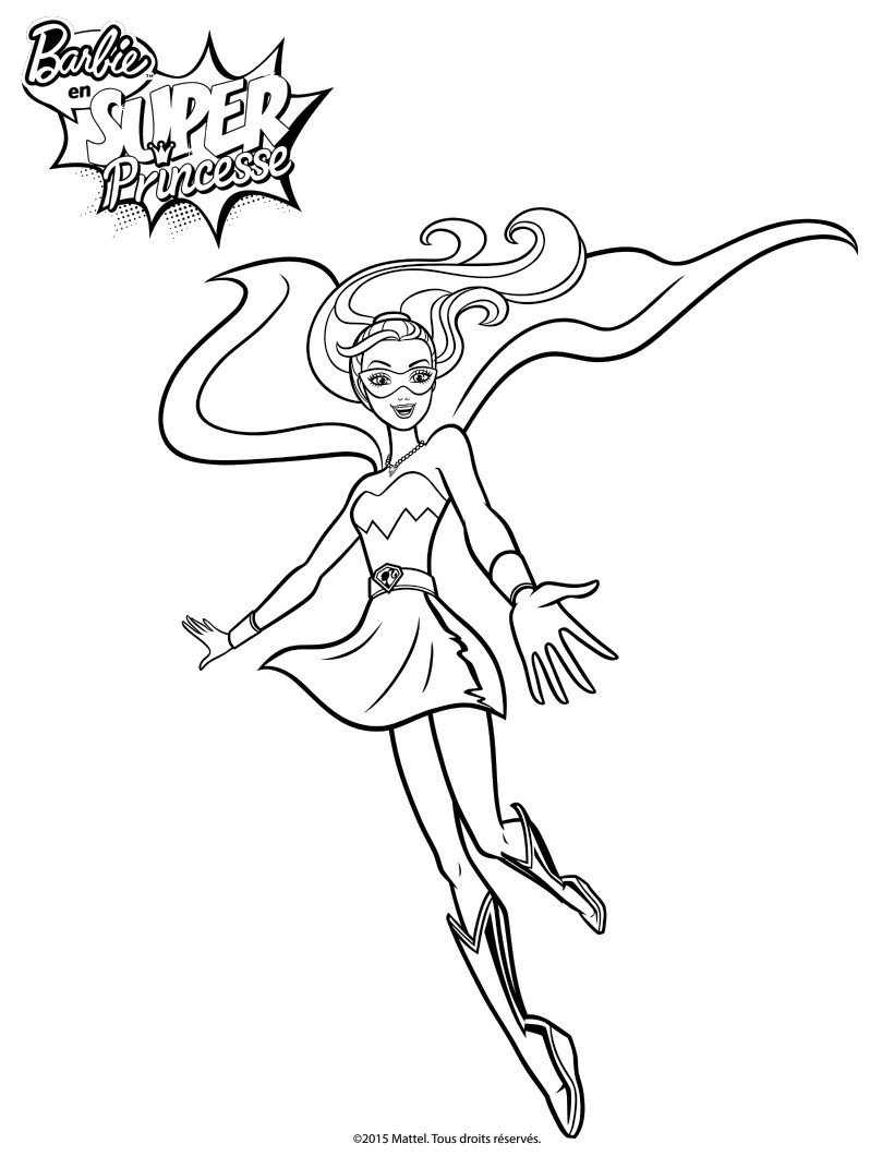 Coloriage Barbie Super Princesse Kara - Barbie à imprimer