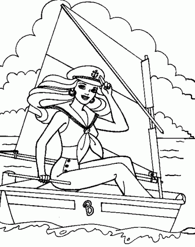 Coloriage Barbie Surf - Barbie à imprimer