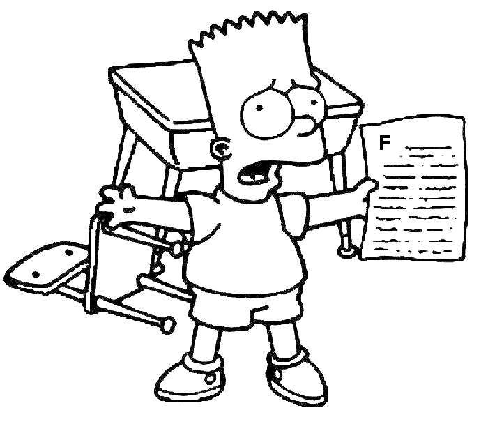 Coloriage Bart A Une Mauvaise Note - Simpson à imprimer
