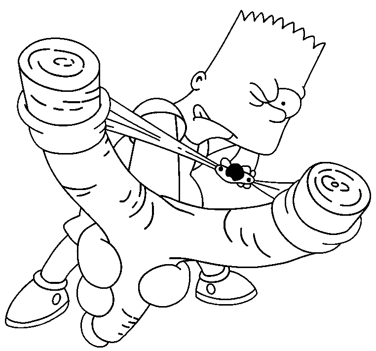 Coloriage Bart Avec Un Lance Pierre - Simpson à imprimer