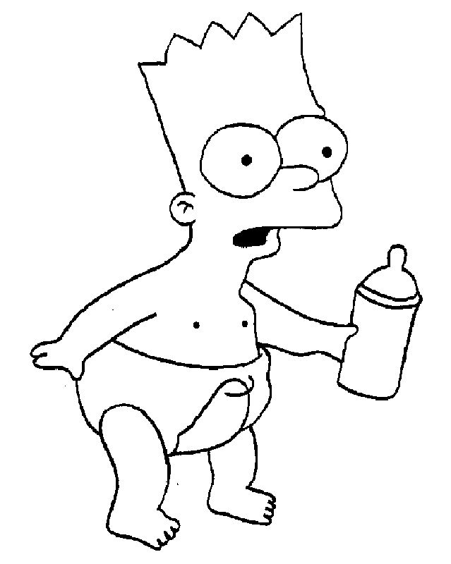 Coloriage Bart En Couche Culotte - Simpson à imprimer
