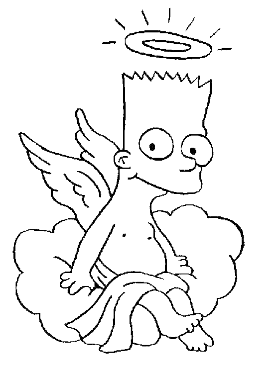 Coloriage Bart Est Un Ange - Simpson à imprimer