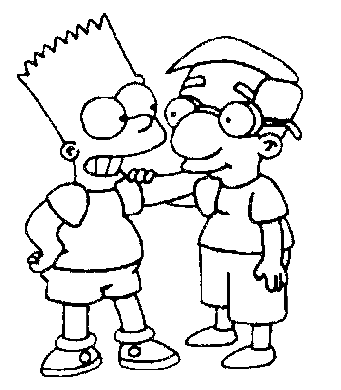 Coloriage Bart Et Milhouse Van Houten - Simpson à imprimer