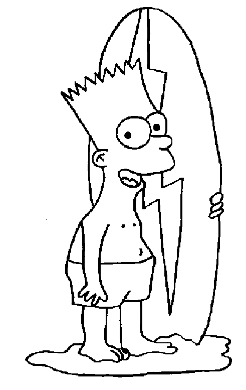 Coloriage Bart Surfeur - Simpson à imprimer