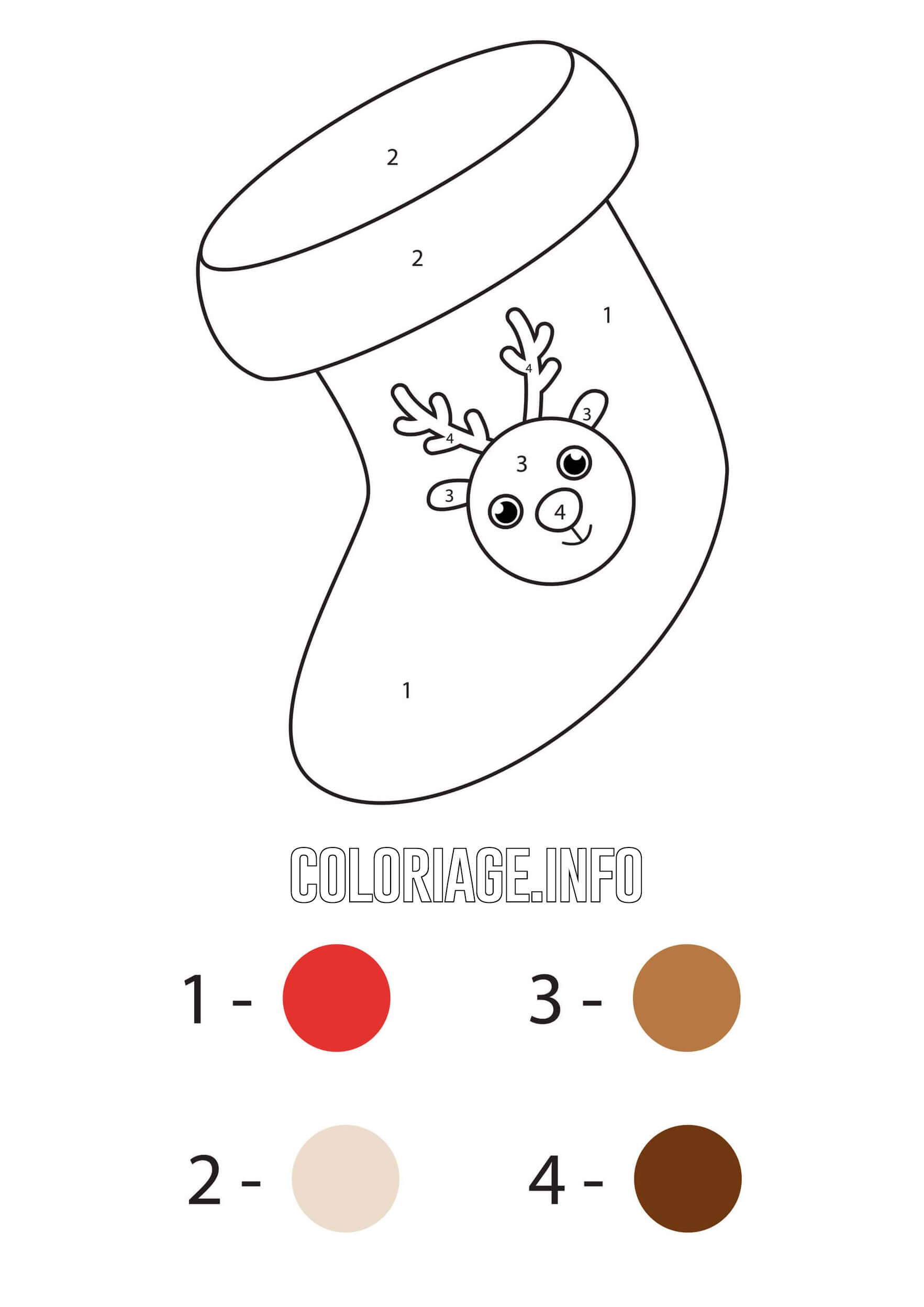 Coloriage Bas De Noël Avec Renne Dessin Par Numéro - Magique noel à imprimer