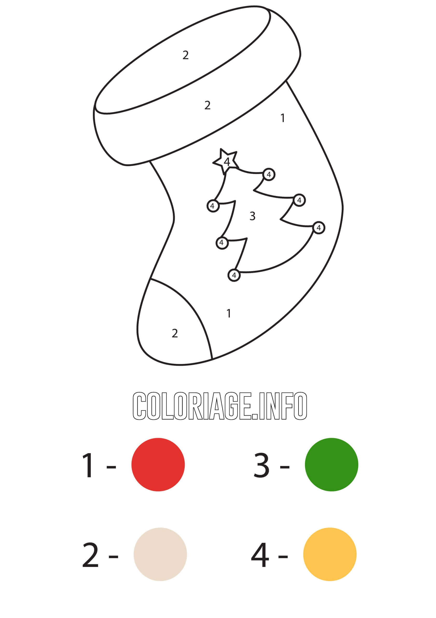 Coloriage Bas De Noël Avec Un Sapin Dessin Par Numéro - Magique noel à imprimer
