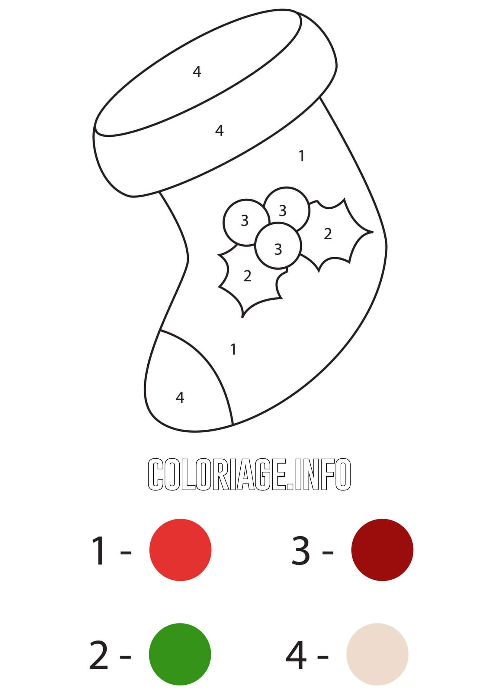 Coloriage Bas De Noël Dessin Par Numéro - Magique noel à imprimer