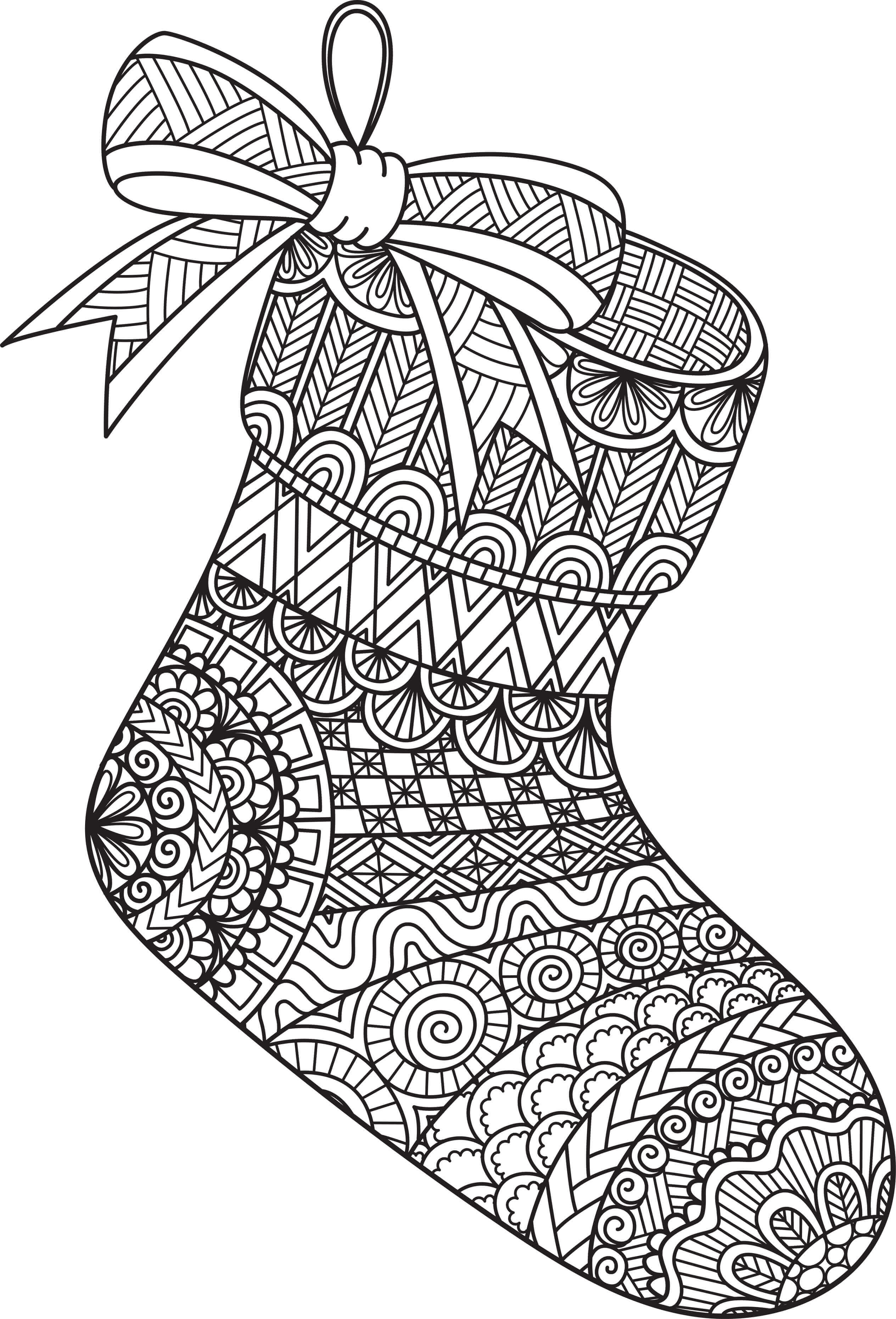 Coloriage Bas De Noël Mandala Difficile Complexe Pour Adulte - Mandala de Noël à imprimer
