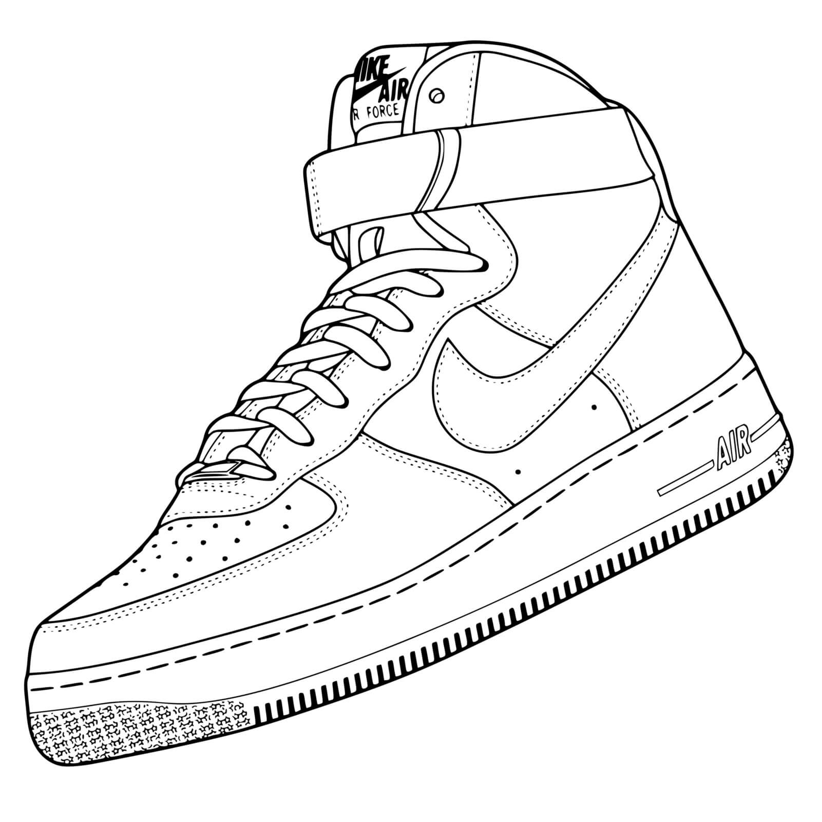 Coloriage Basket Nike Air Force - Basket à imprimer
