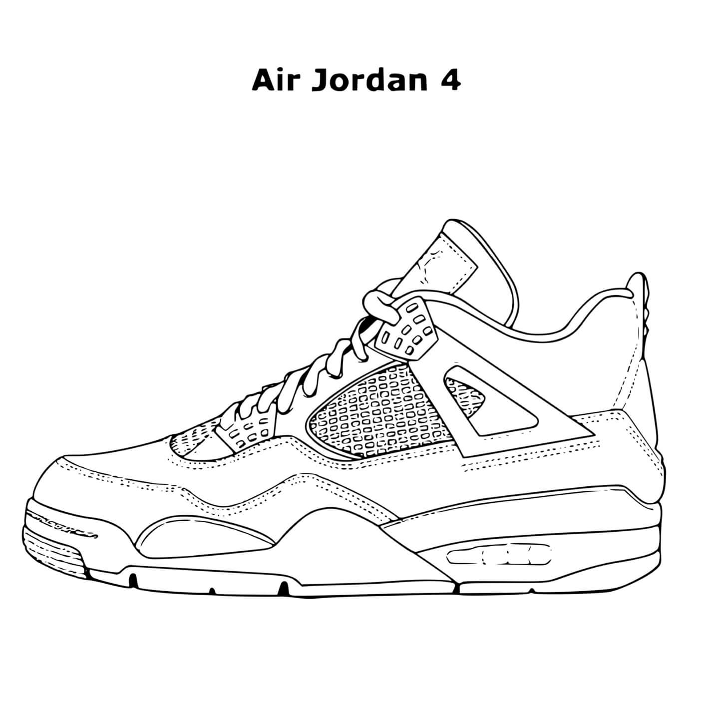 Coloriage Nike Air Jordan 4 avec design emblématique - Basket à imprimer