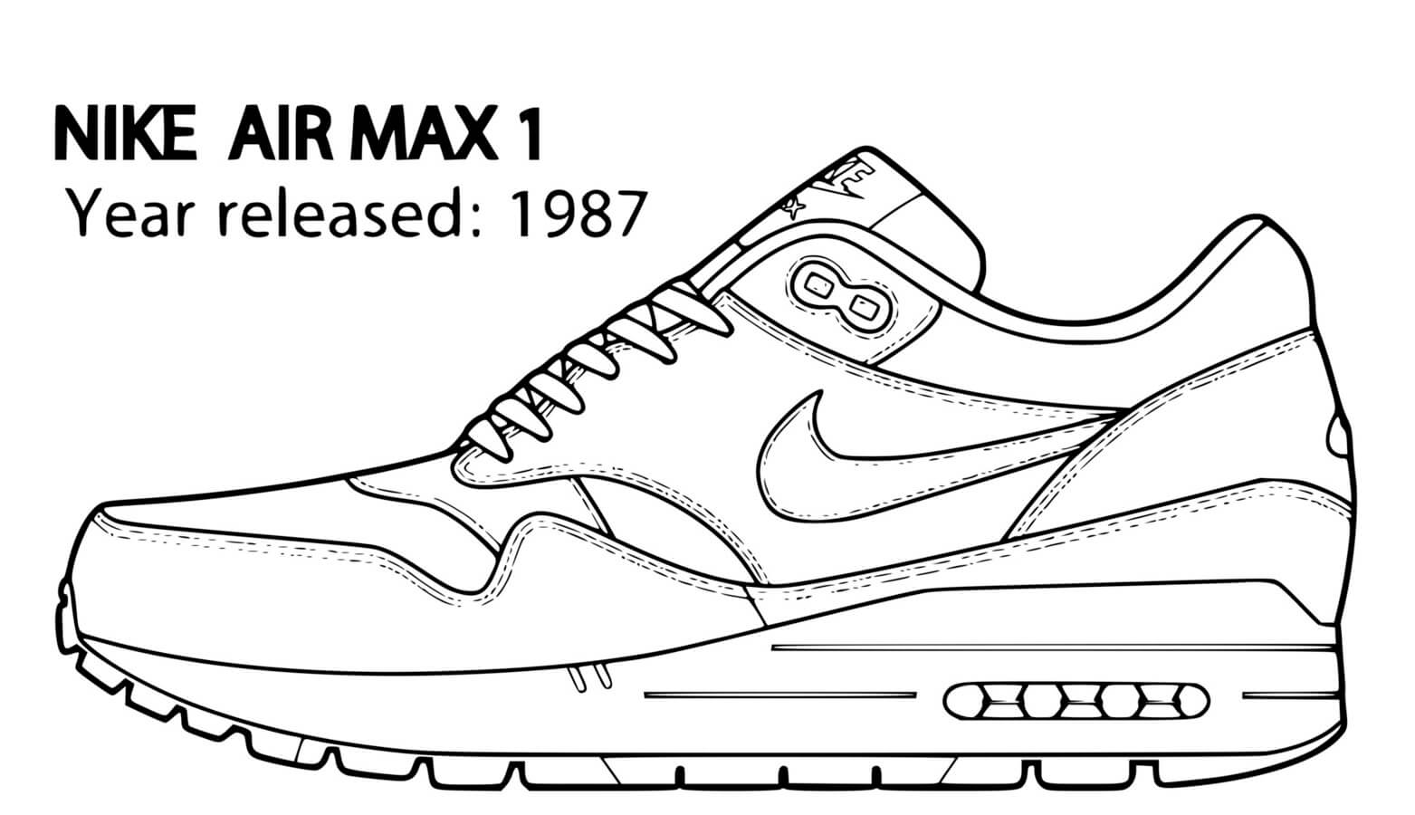 Coloriage Nike Air Max 1 1987 légendaire - Basket à imprimer
