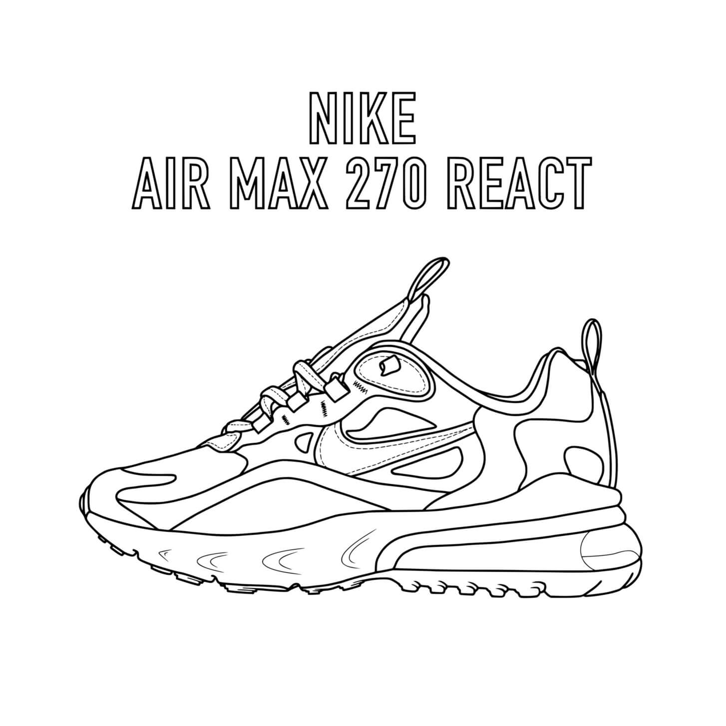 Coloriage Basket Nike Air Max 270 React - Basket à imprimer