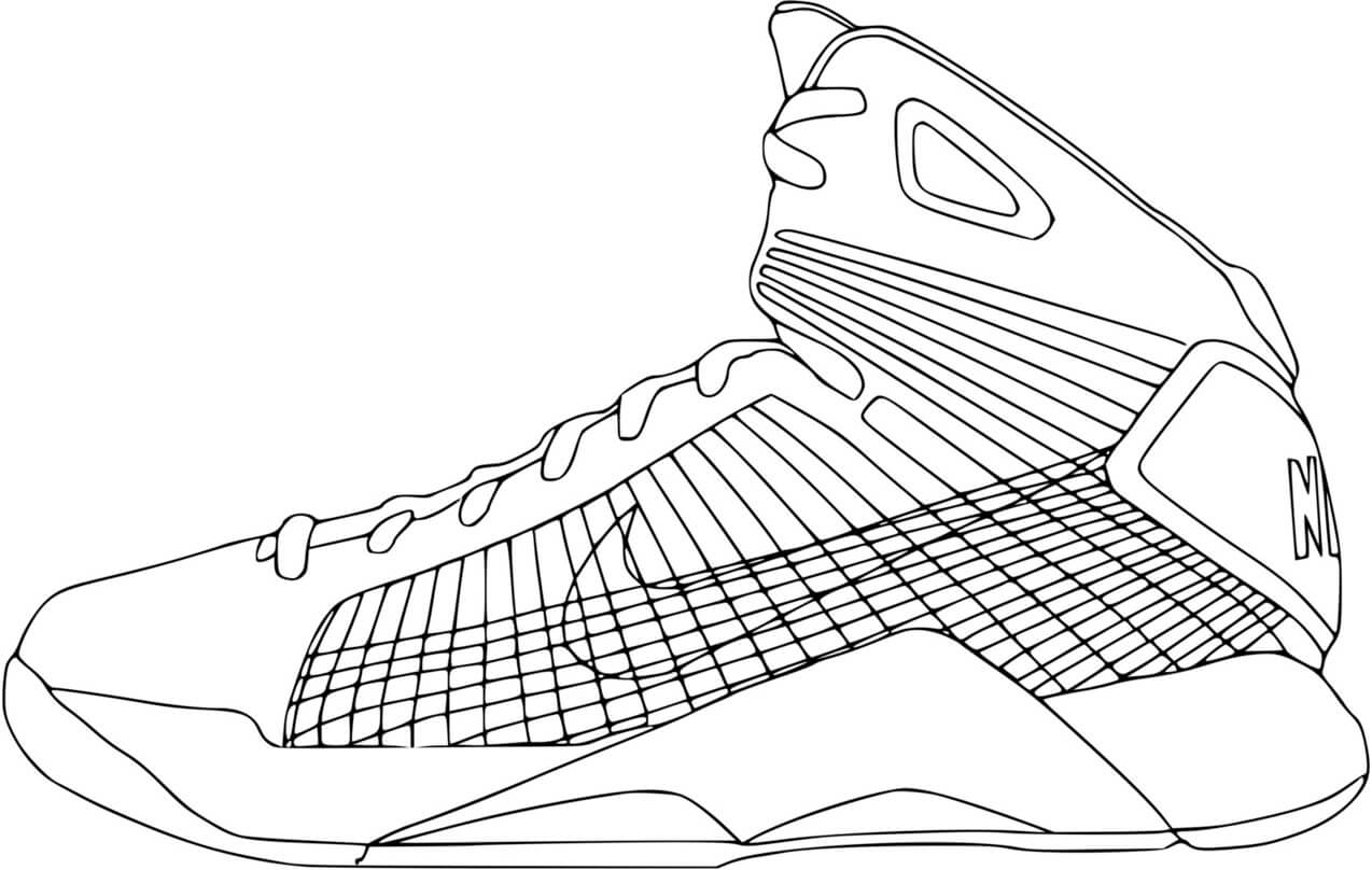 Coloriage Basket Nike Nba Basketball - Basket à imprimer