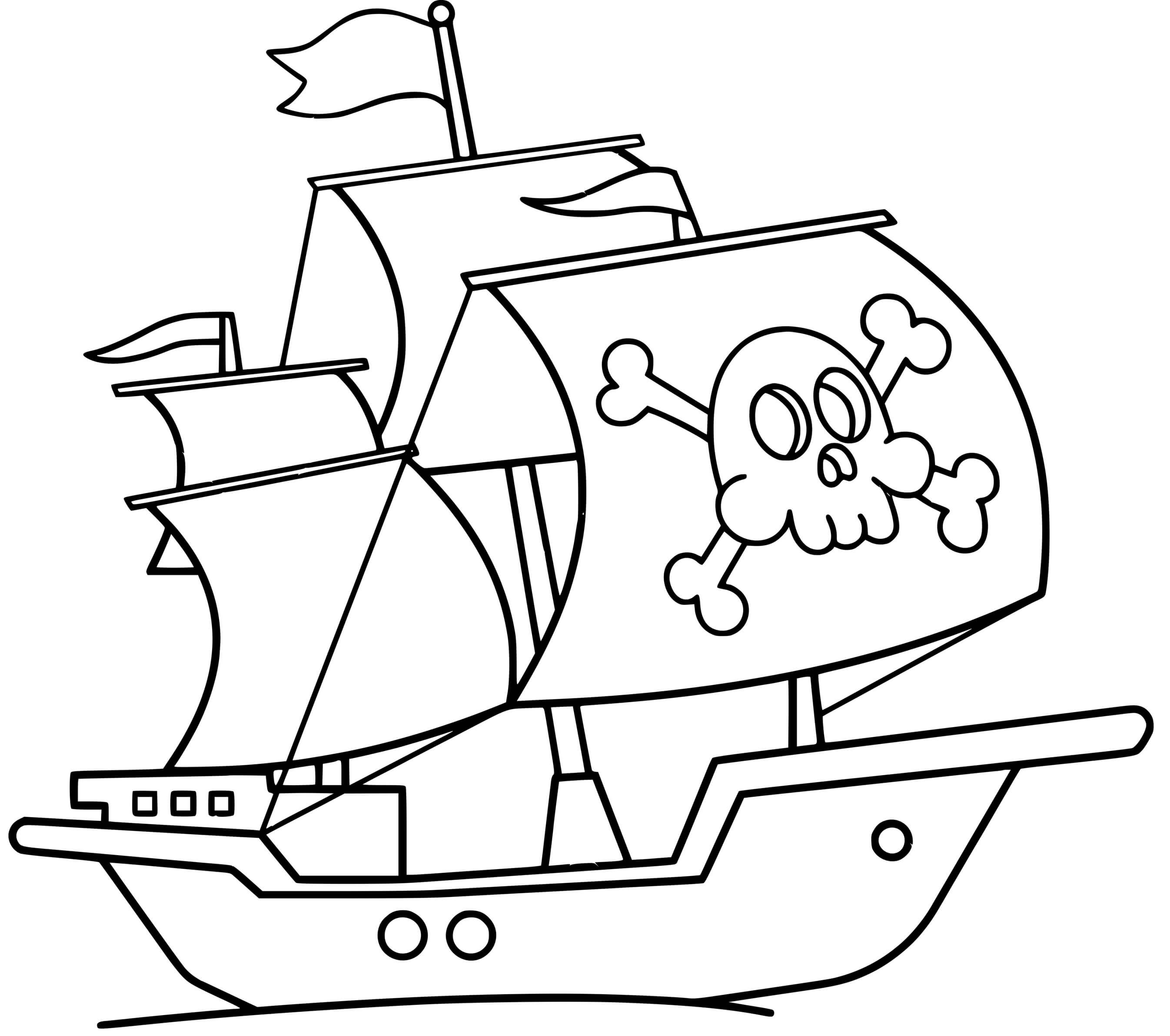 Coloriage Bateau Pirate Facile - Bateau à imprimer