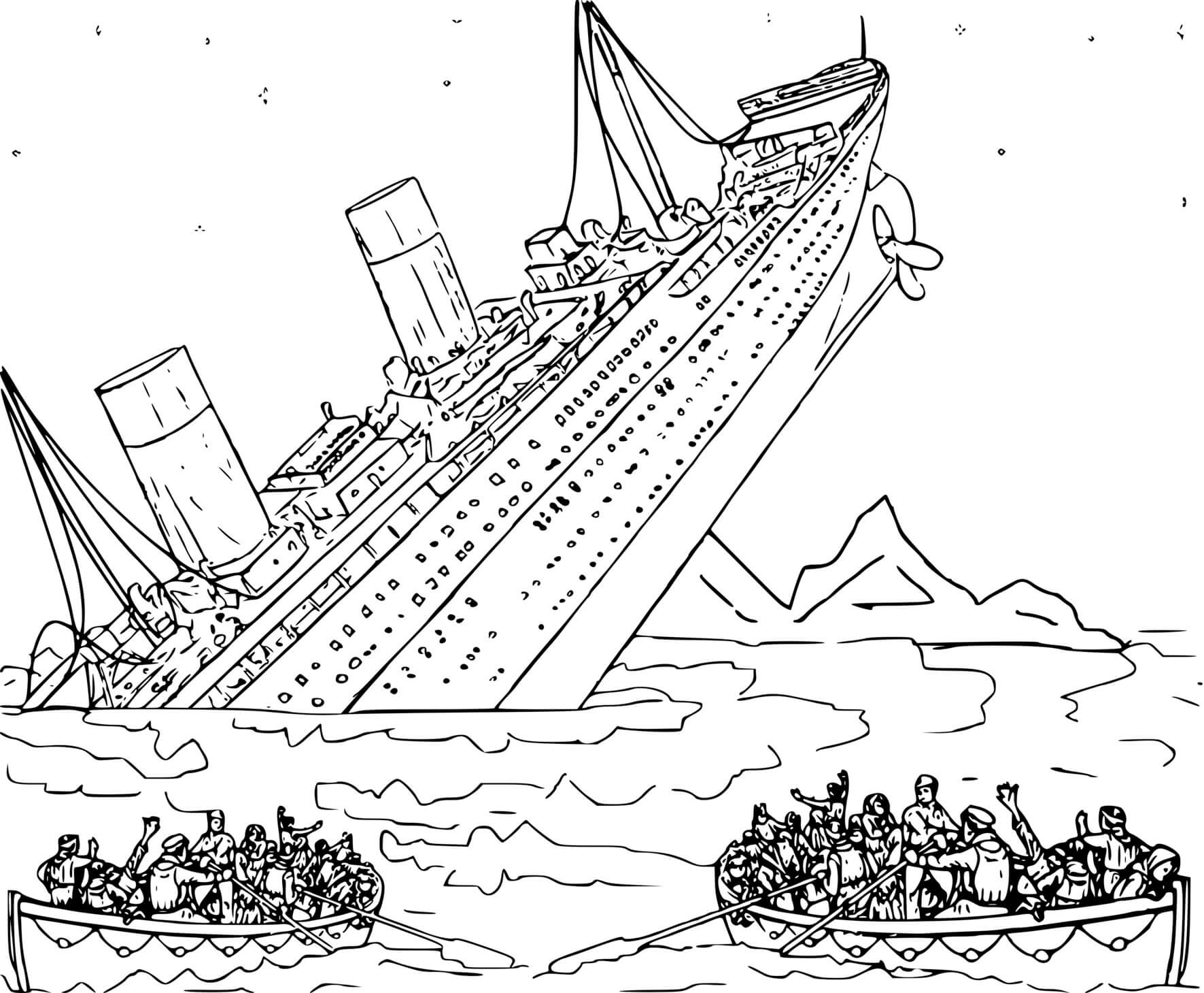 Coloriage Bateau Titanic Qui Coule - Bateau à imprimer