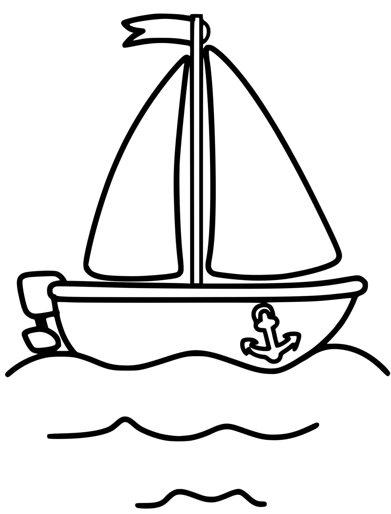 Coloriage Bateau Voilier Et Moteur Facile - Bateau à imprimer