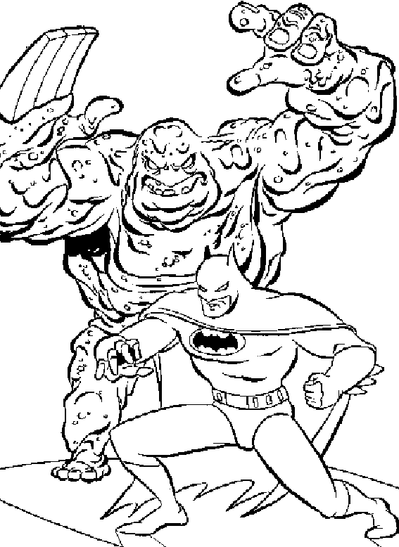 Coloriage Batman Combat Un Monstre - Batman à imprimer