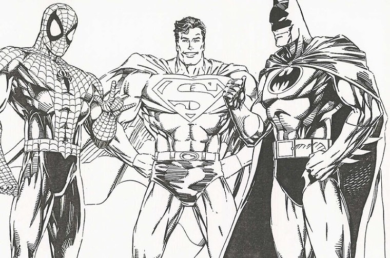 Coloriage Batman Spiderman Superman - Batman à imprimer