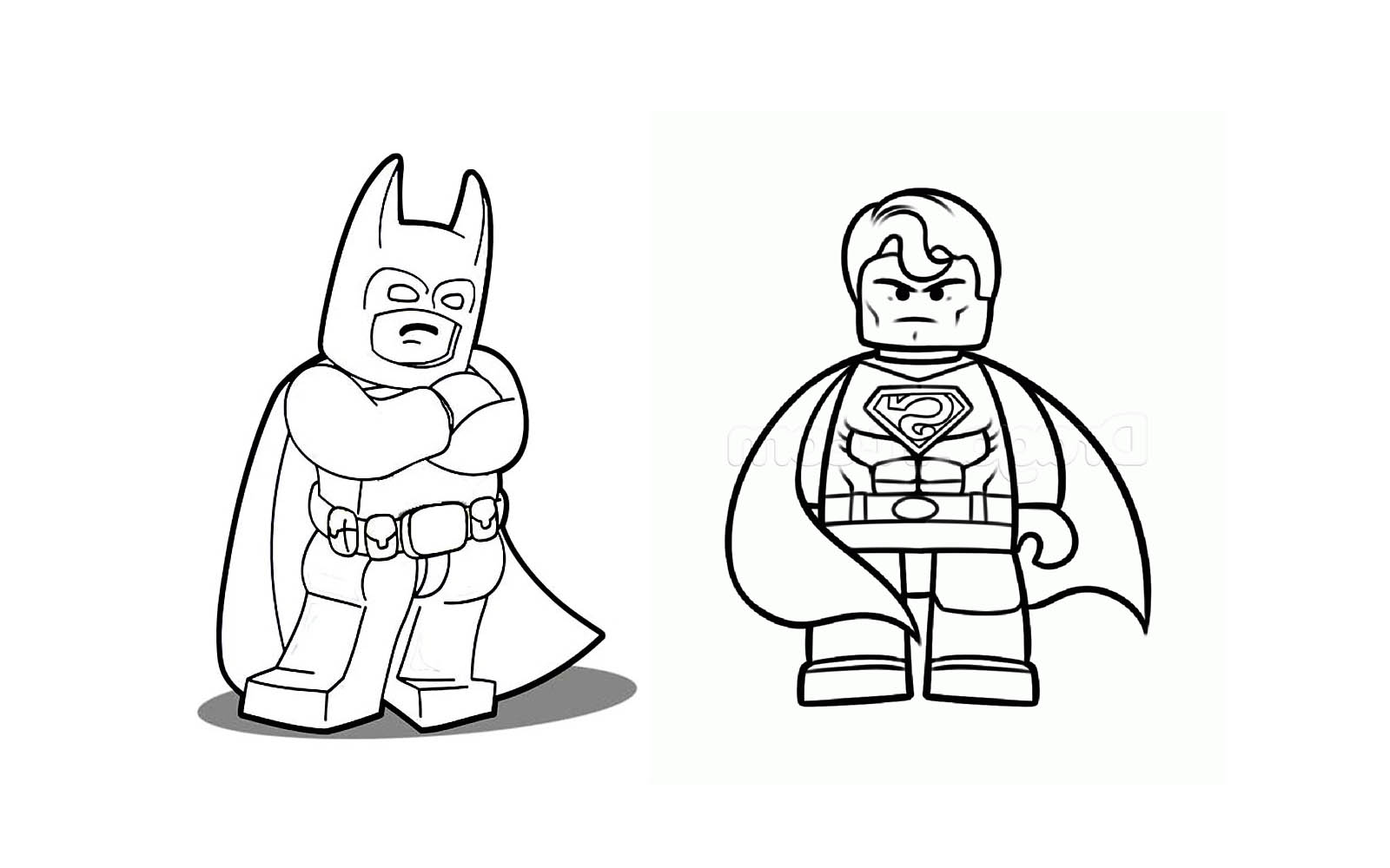 Coloriage Batman et Superman Lego en combat épique - Lego batman à imprimer