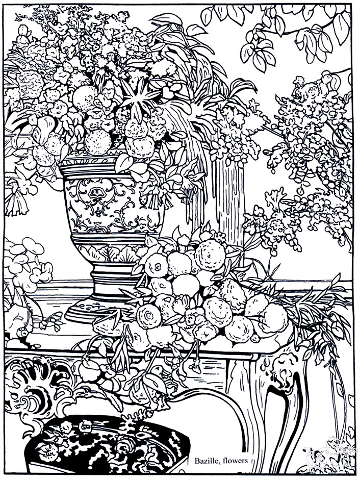 Coloriage Bazille Flowers - Art à imprimer