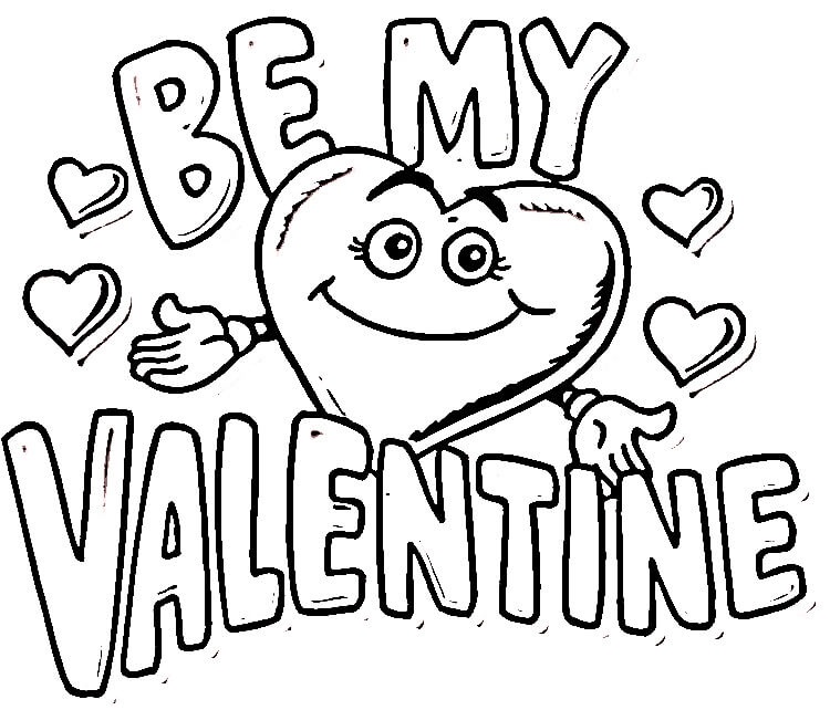 Coloriage Be My Valentine Soit Ma Valentine - Coeur à imprimer