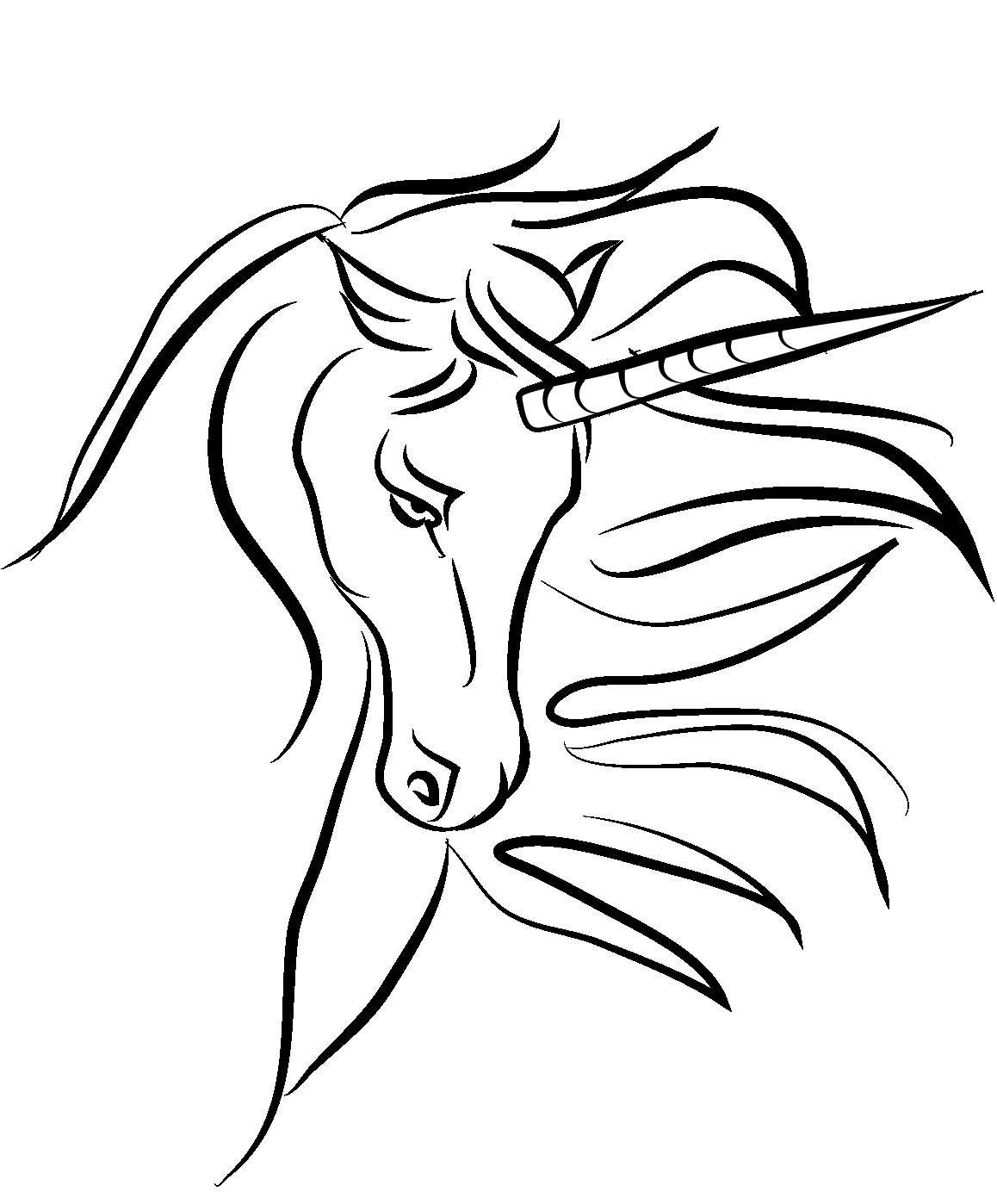 Coloriage Licorne Mythique à Corne Dorée - Licorne à imprimer