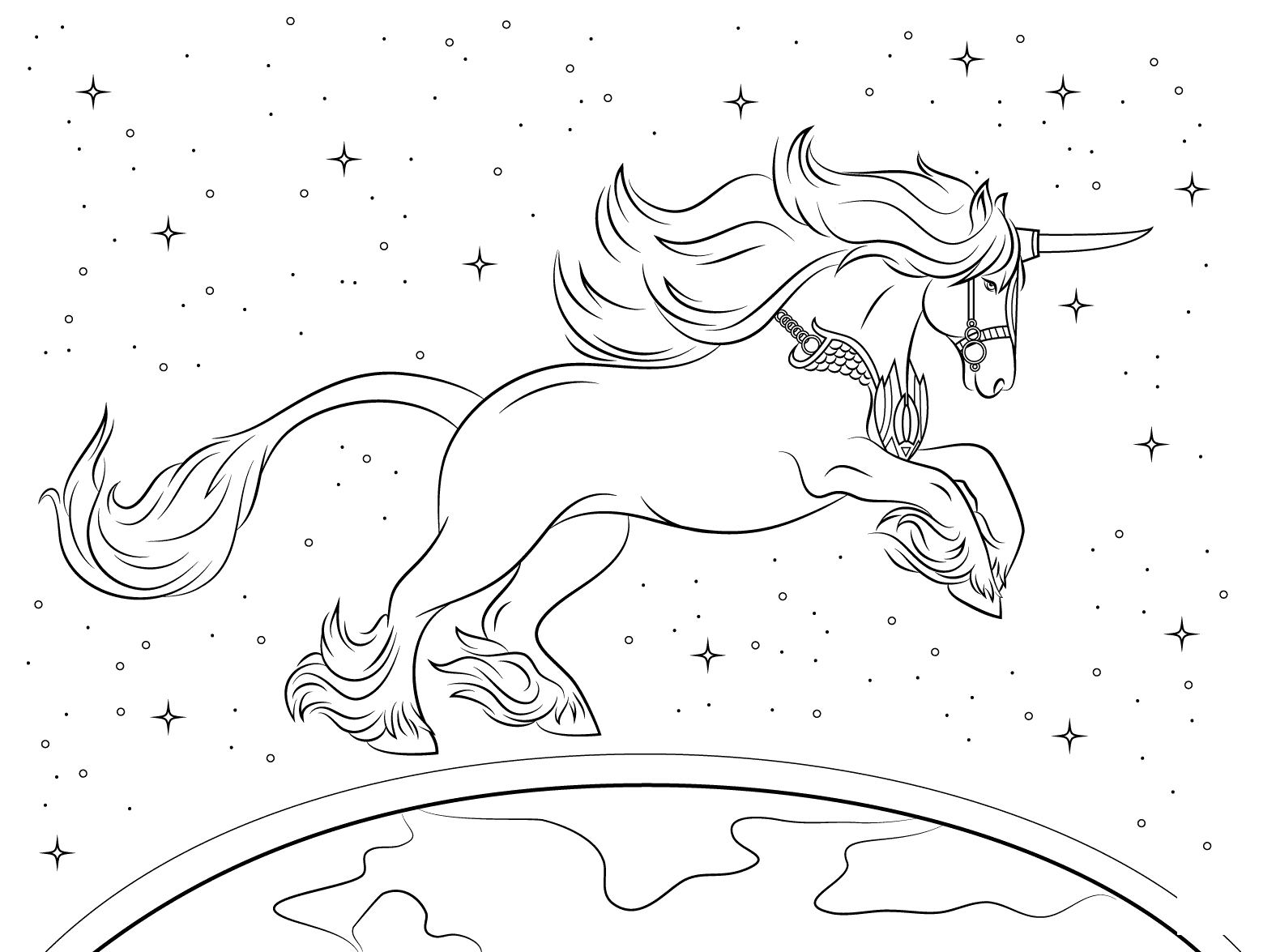 Coloriage Magnifique Licorne - Licorne à imprimer