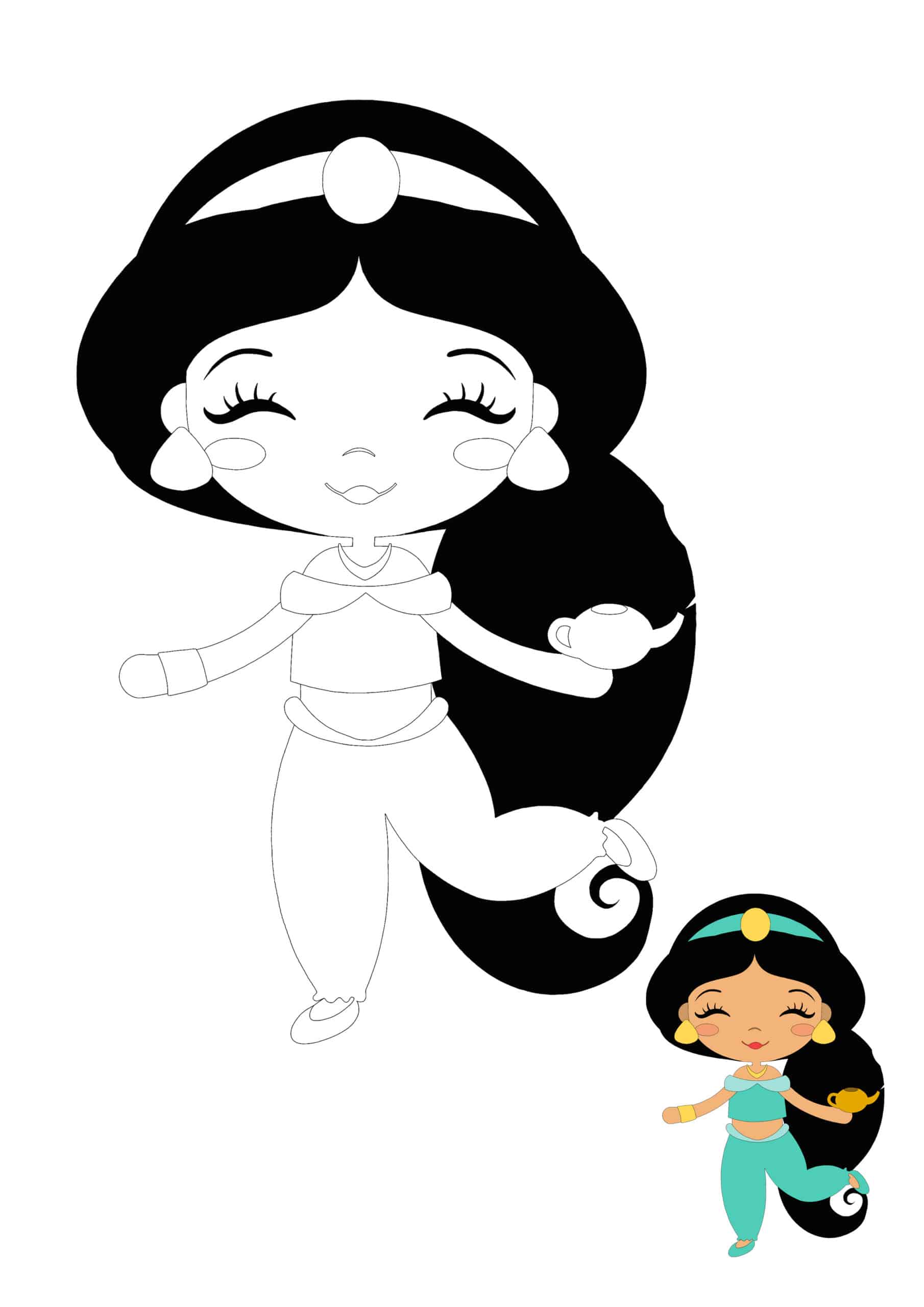 Coloriage Bébé Disney Princesse Jasmine - Princesse à imprimer
