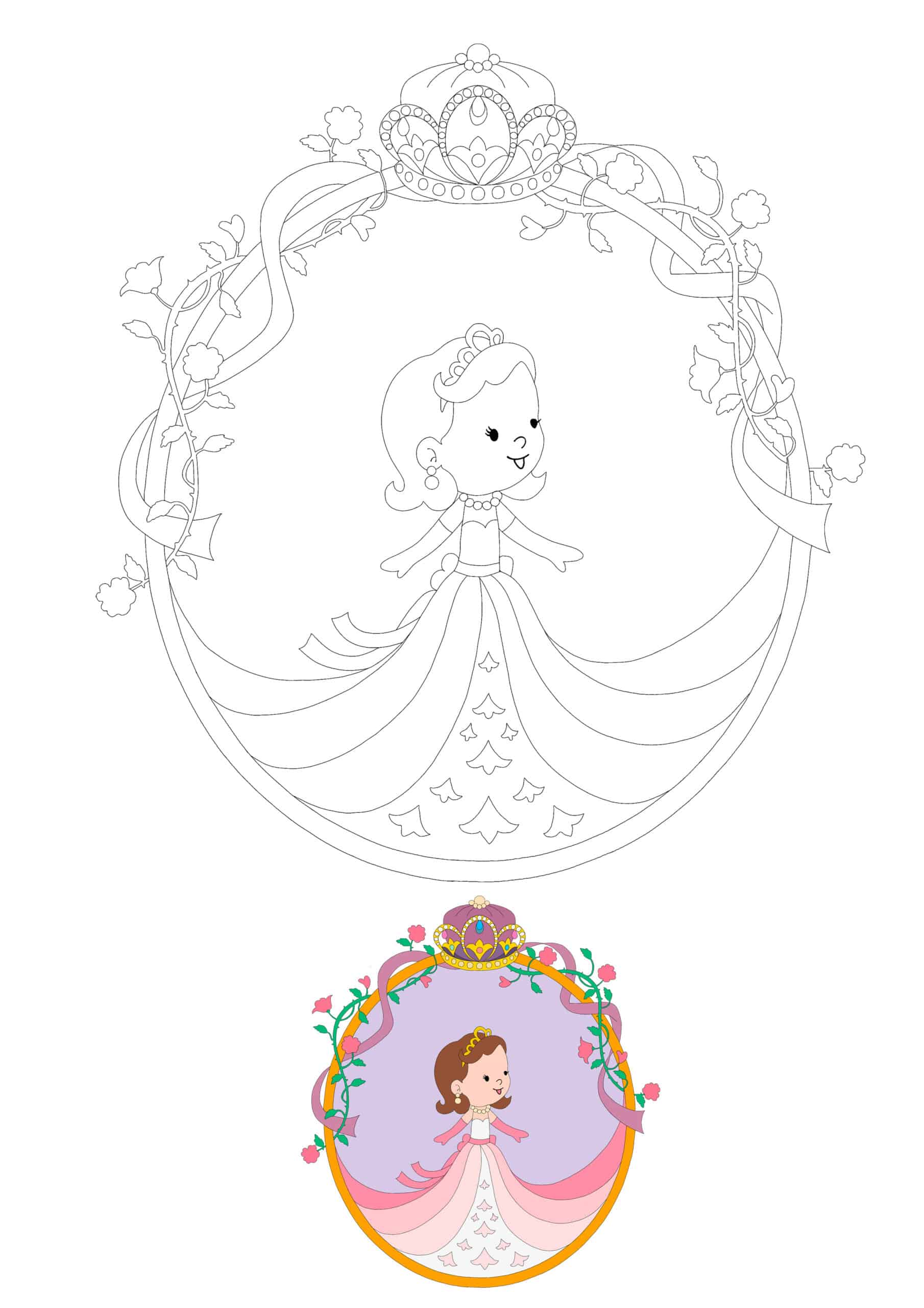Coloriage Bébé Princesse Crown - Princesse à imprimer