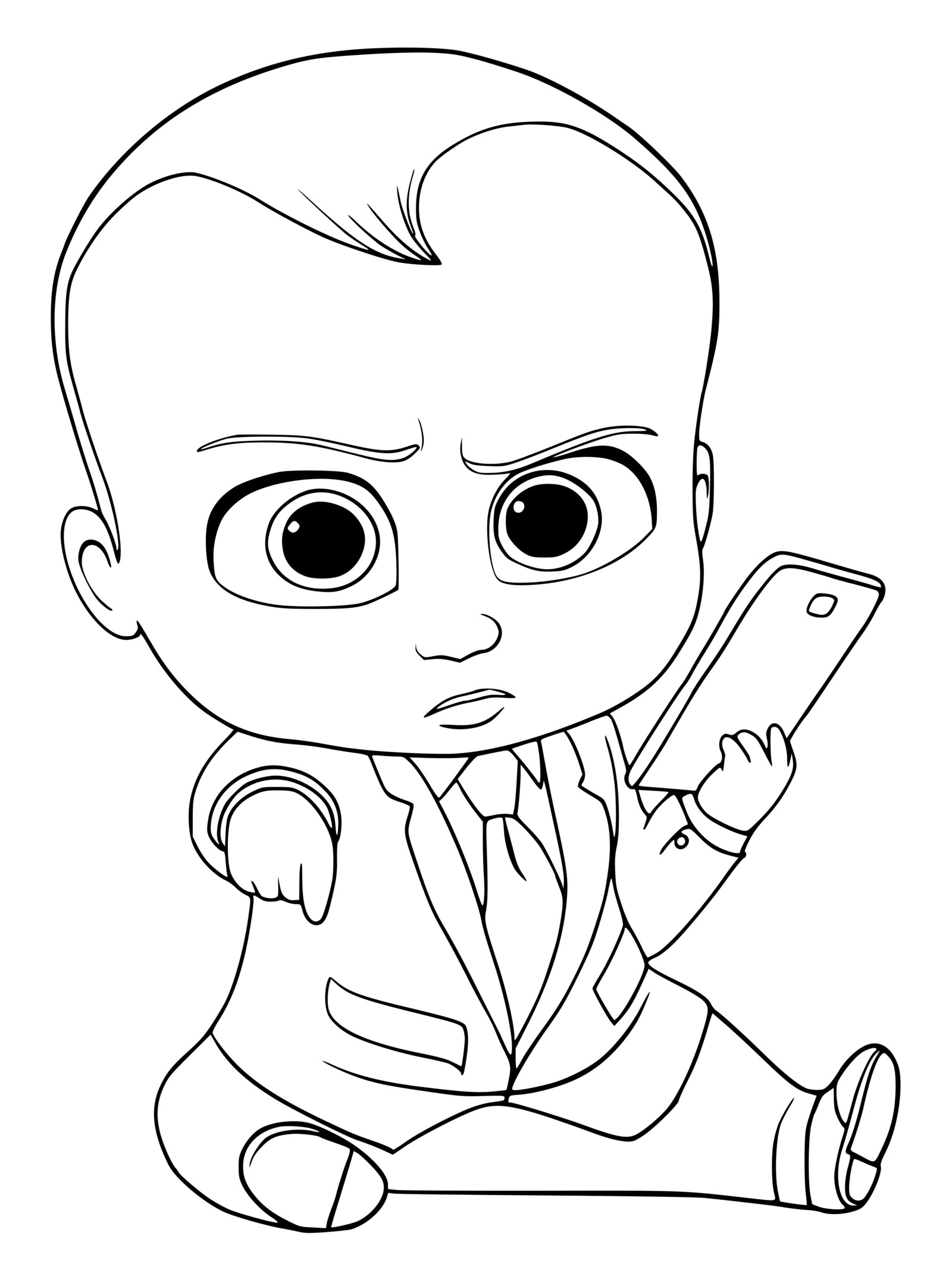 Coloriage Bébé Avec Un Portable - Bébé à imprimer