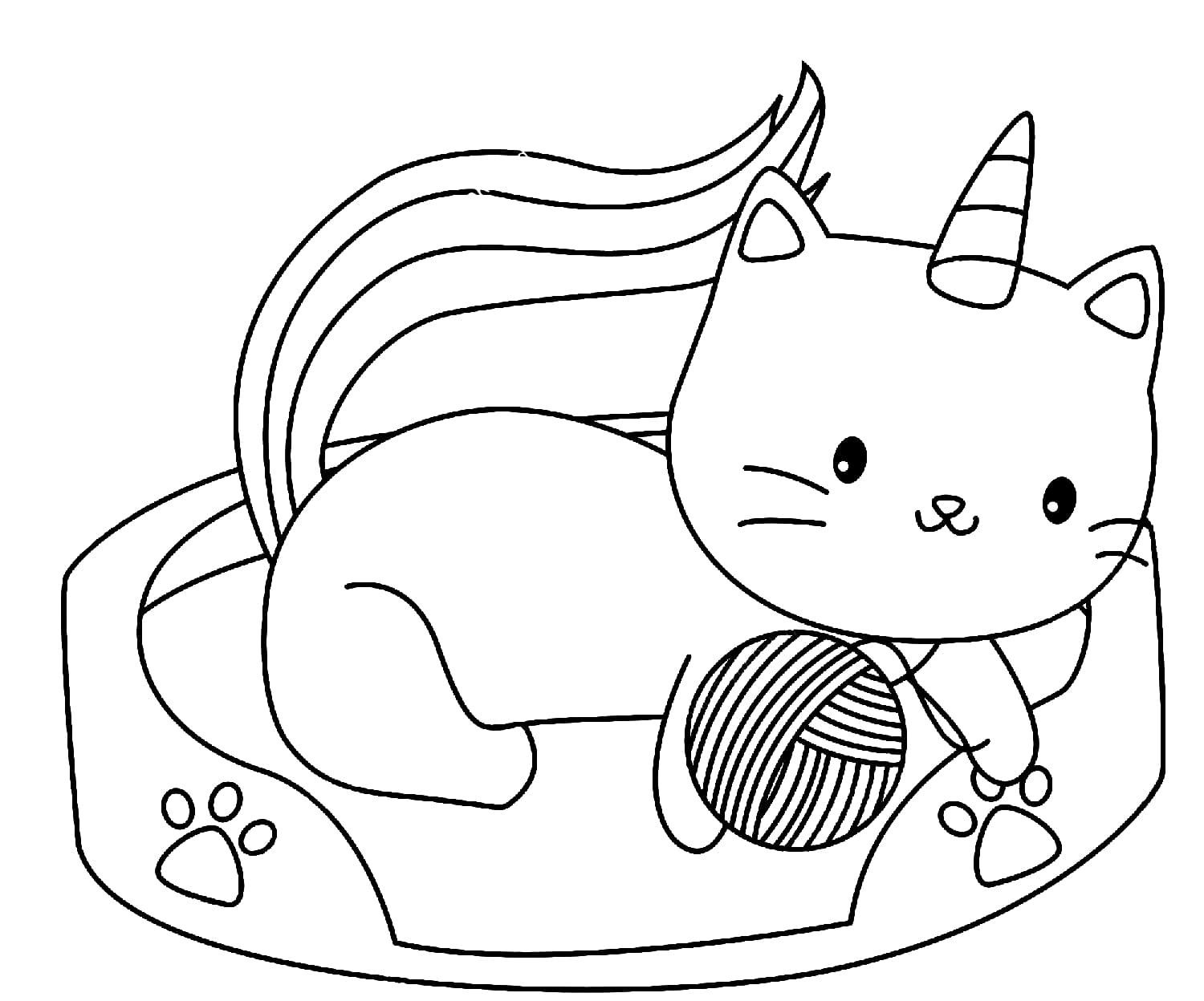 Coloriage Bébé Chat Licorne - Chat licorne à imprimer