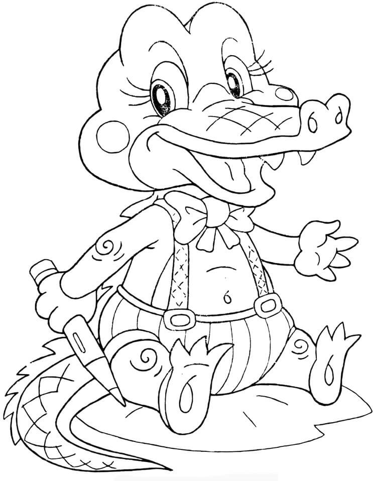 Coloriage Bébé Crocodile Avec Crayons De Couleurs - Crocodile à imprimer
