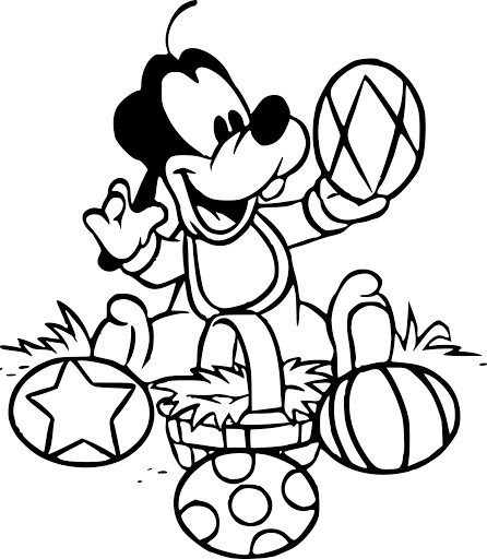 Coloriage Bébé Dingo Œufs De Pâques Disney - Pâques Disney à imprimer
