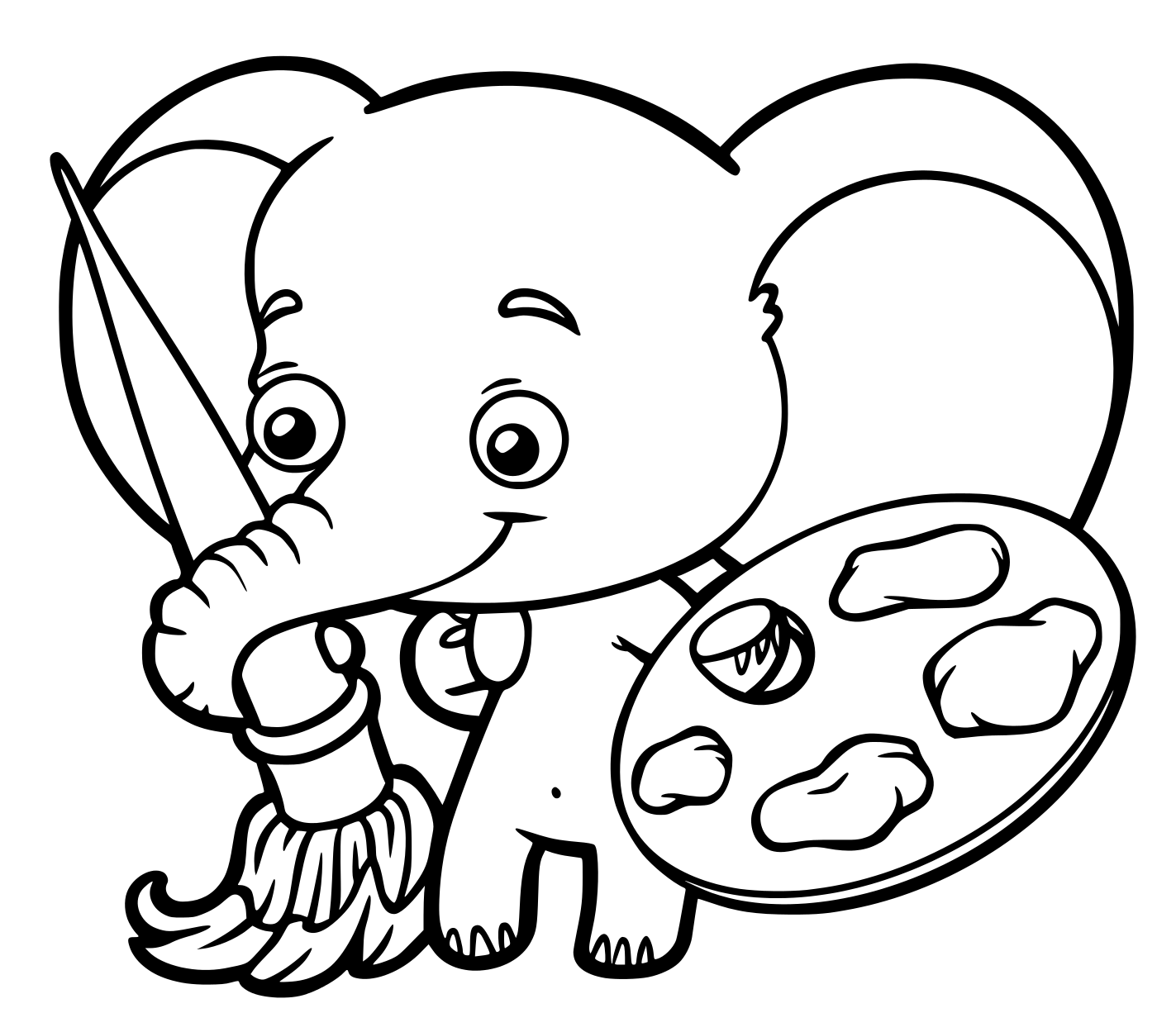 Coloriage Bébé Éléphant Qui Peinture - Éléphant à imprimer