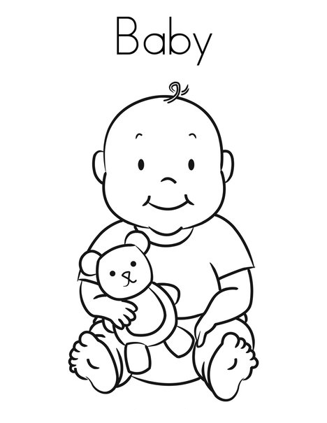 Coloriage Bébé Et Son Nounours - Bébé à imprimer