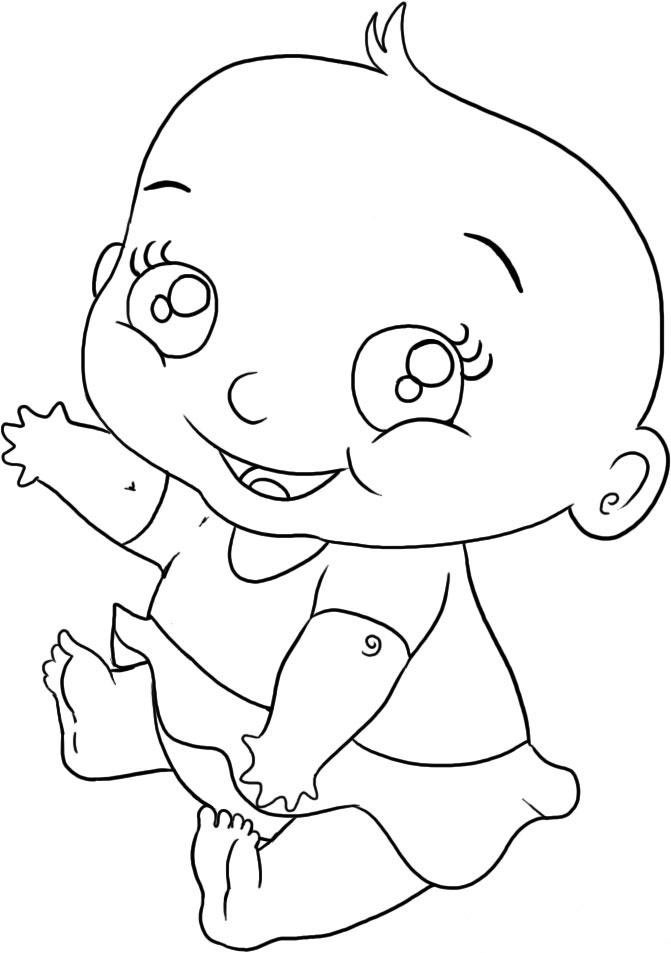 Coloriage Bébé Fille - Bébé à imprimer