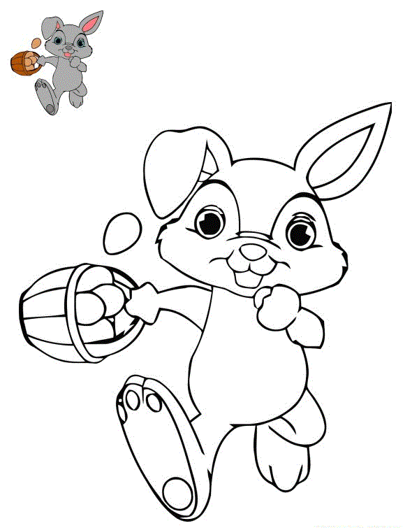 Coloriage Bébé Lapin Se Dirige Vers La Fête De Pâques - Lapin de Pâques à imprimer