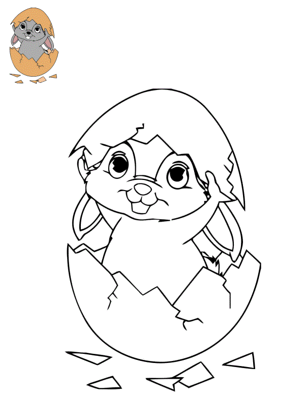 Coloriage Bébé Lapin Sort De Loeuf De Pâques - Lapin de Pâques à imprimer