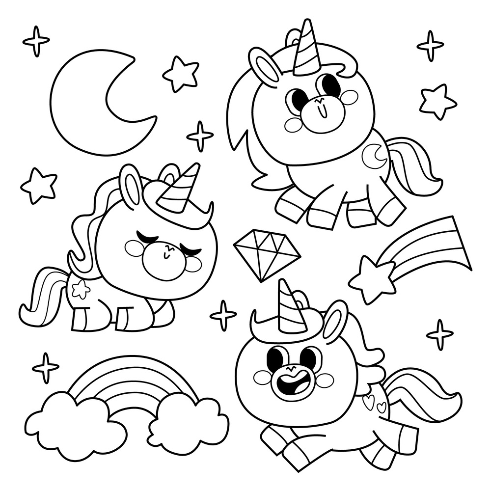 Coloriage Bébé Licorne Arc En Ciel Kawaii - Princesse licorne à imprimer