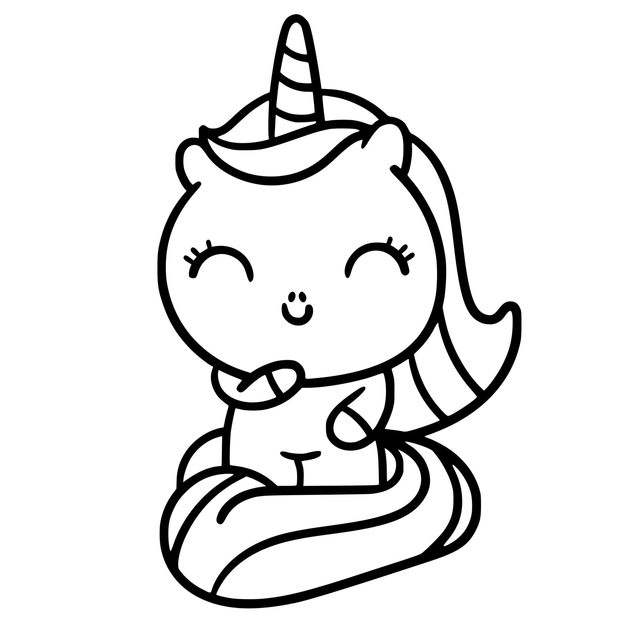 Coloriage Bébé Licorne Kawaii Timide - Licorne à imprimer