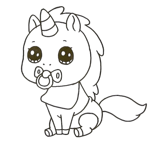 Coloriage Bébé Licorne Kawaii - Licorne kawaii à imprimer