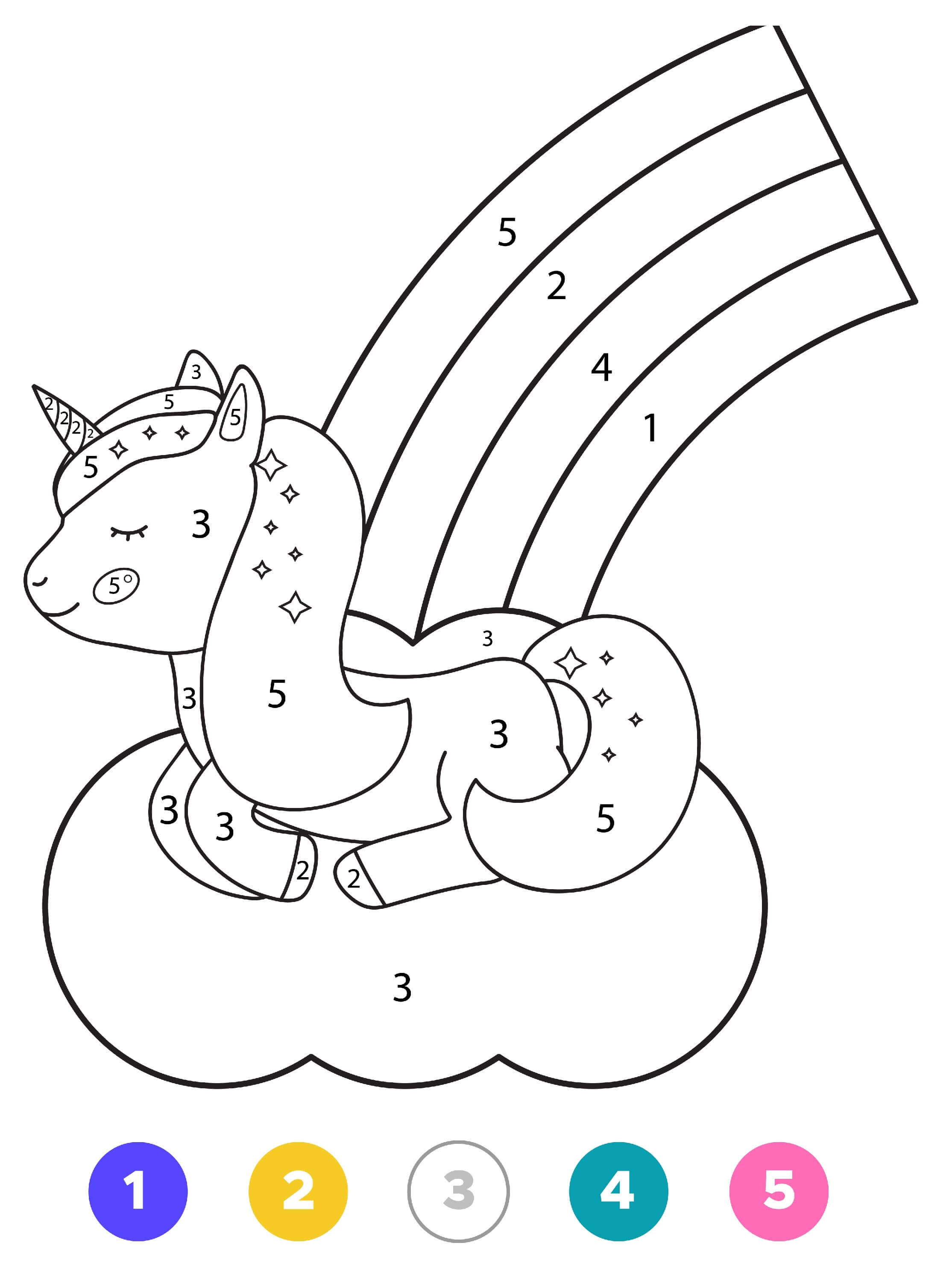Coloriage Bébé Licorne Magique Arc En Ciel Sur Un Nuage - Licorne à imprimer