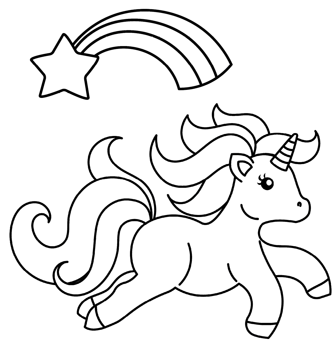 Coloriage Bébé Licorne Magique Avec Un Arc En Ciel Et Une Étoile - Licorne à imprimer