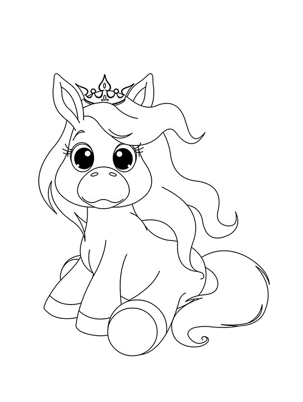 Coloriage Bébé Licorne Princesse - Licorne à imprimer