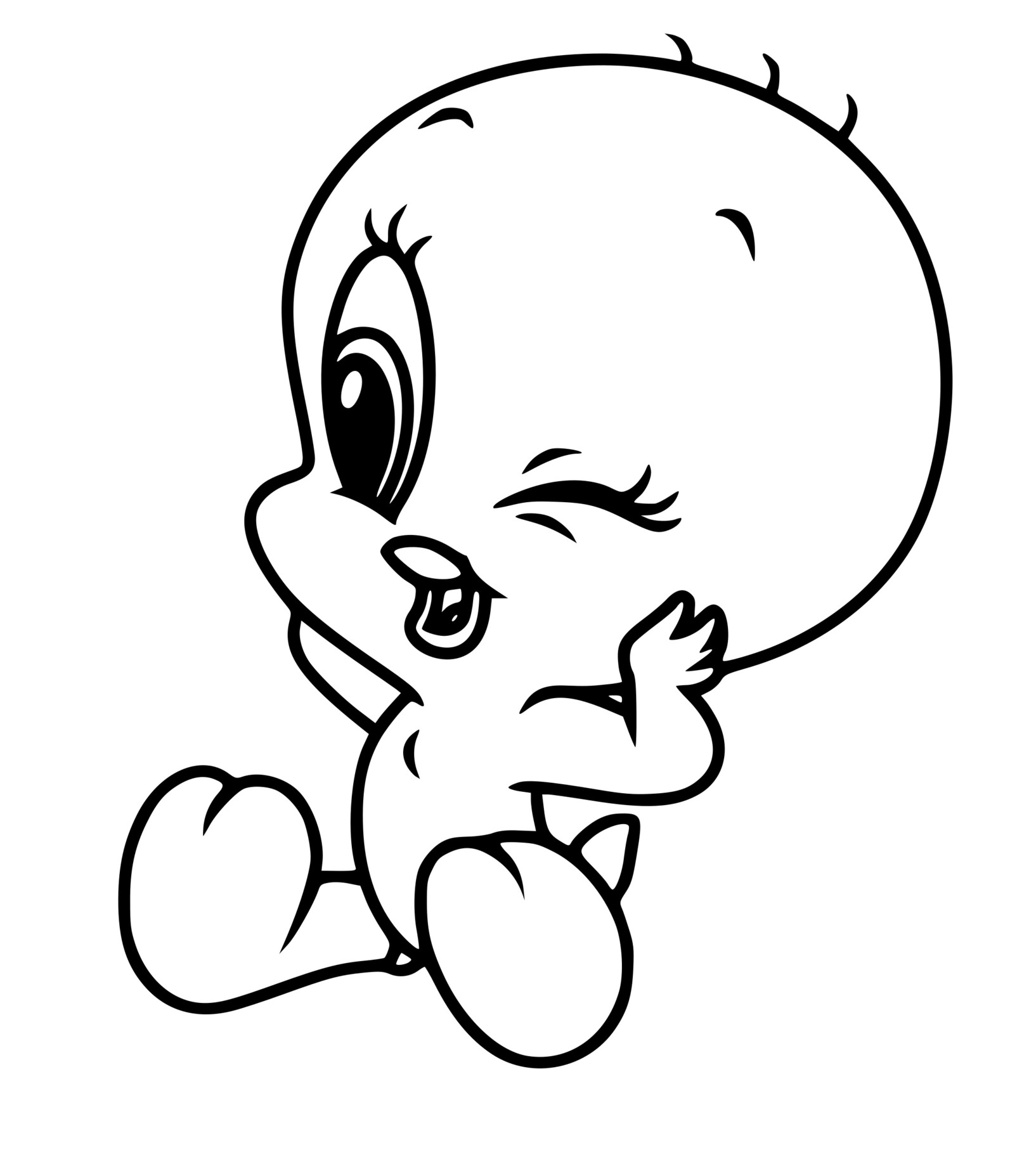 Coloriage Bébé Looney Tunes Titi Fait Un Clin D'œil - Titi à imprimer