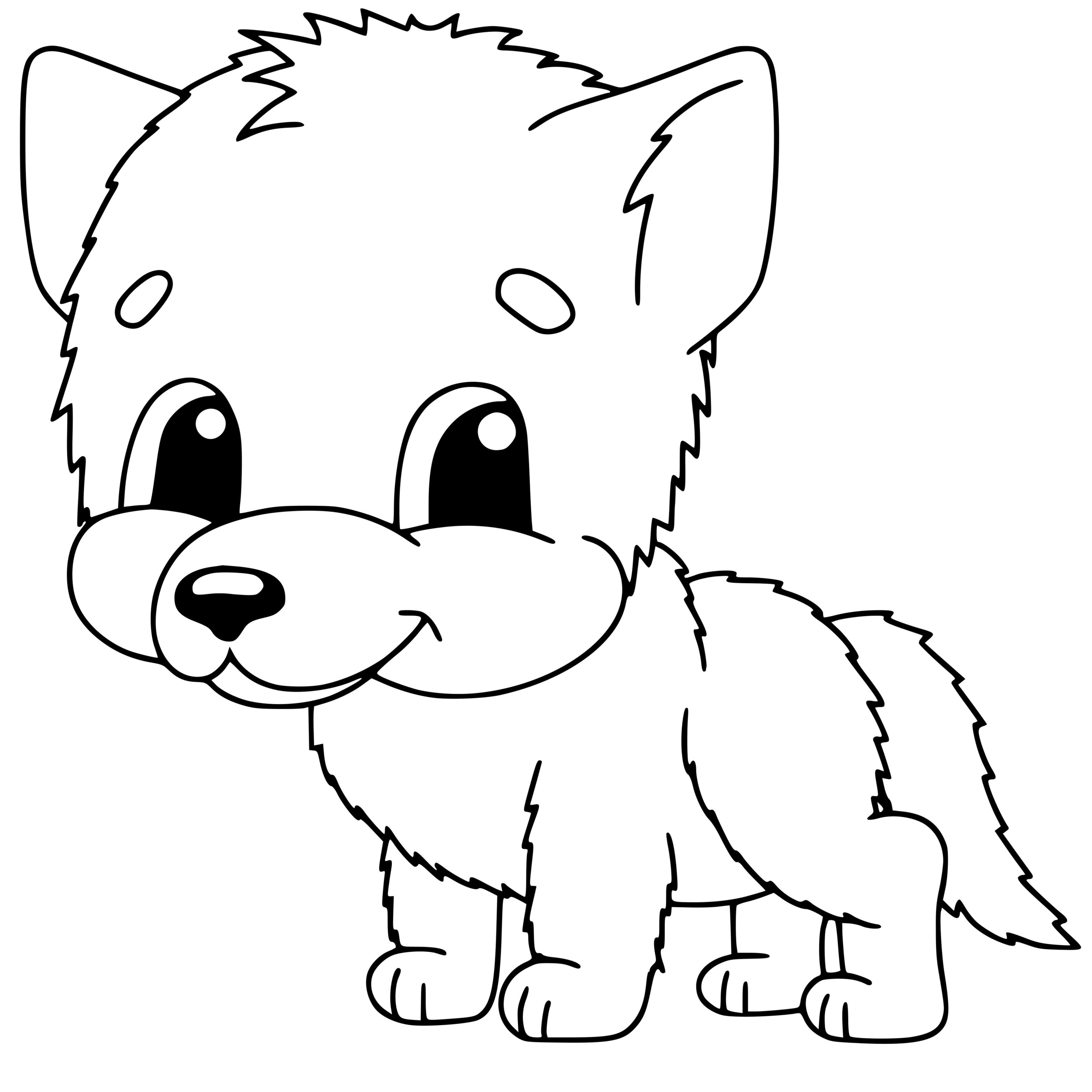 Coloriage Bébé Loup Maternelle Mignon - Loup à imprimer