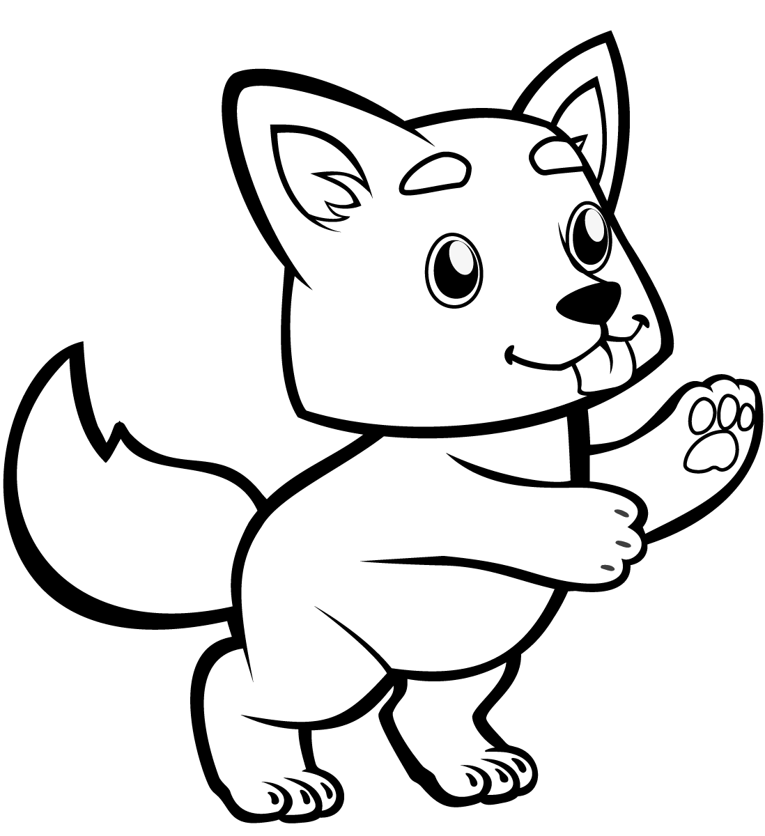 Coloriage Bébé Loup Mignon - Loup à imprimer