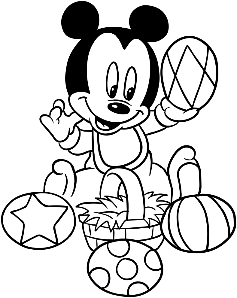 Coloriage Bébé Mickey Mouse Œufs De Pâques Disney - Pâques Disney à imprimer