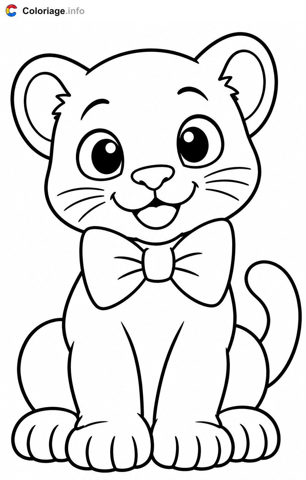 Babypanther mit Schleife - Ausmalbilder — Ausmalbild zum Ausdrucken